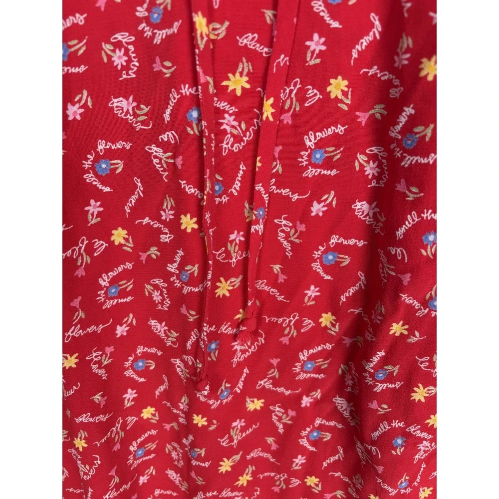 Ali Miles Skirt Womens Petite Small Red Floral Rayon A Line Pull On Midi Boho